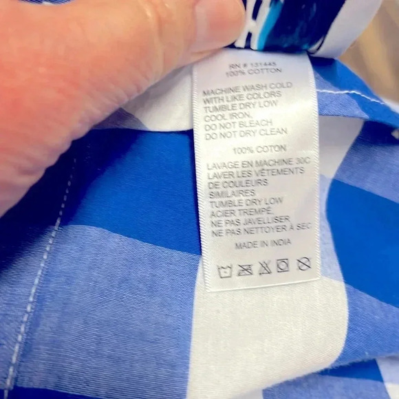 WHIT TWO by Anthropologie blue check ruffle blouse - Picture 5 of 7